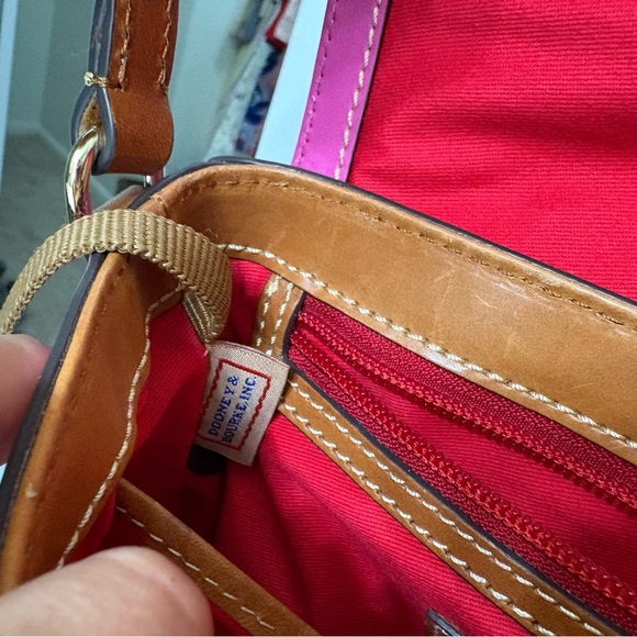 Dooney & Bourke | Pink and Brown Leather Crossbody Bag - Picture 6 of 10